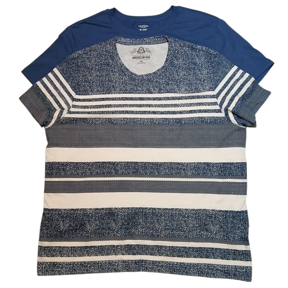 American Rag Arizona Mens T-shirt Lot 2XL Striped Blue Tee Bundle Casual Active